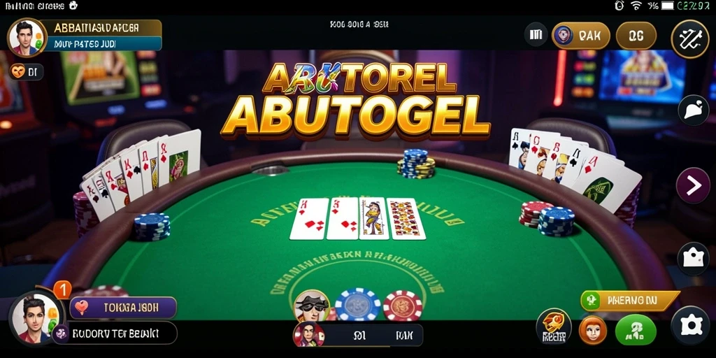 Screenshot gameplay ABUTOGEL yang menggambarkan keseruan permainan poker.