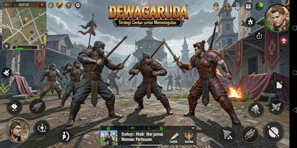 Screenshot DEWAGARUDA menampilkan aksi pertempuran strategis yang mendebarkan.