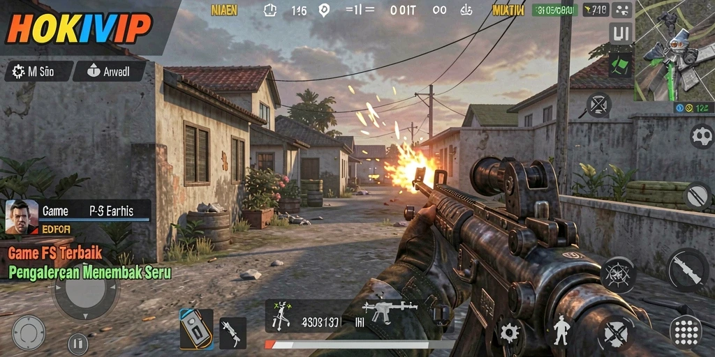 Screenshot gameplay HOKIVIP dengan aksi tembak menembak yang seru.
