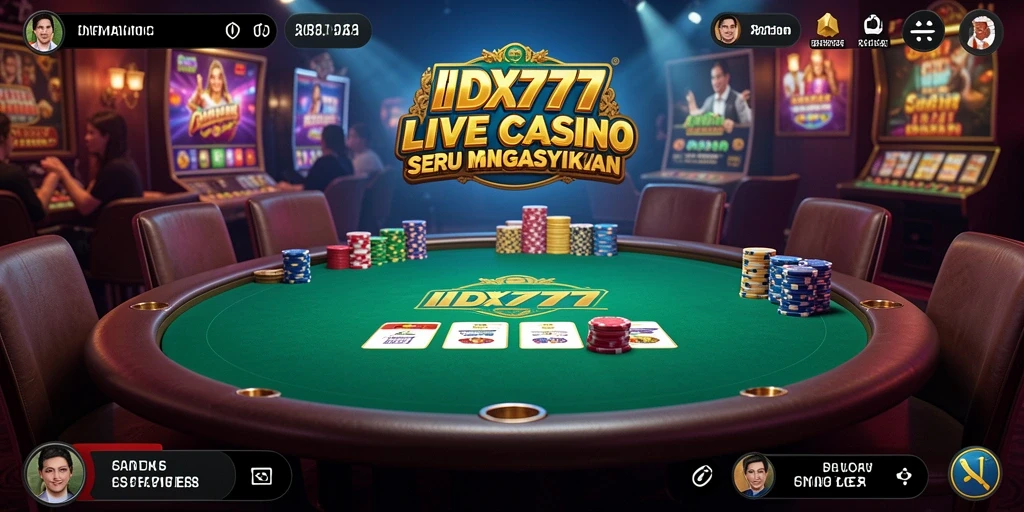 Screenshot permainan Live Casino IDX777 dengan dealer profesional dan suasana kasino yang nyata.
