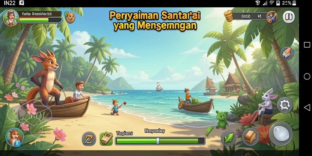 Tampilan gameplay IN22 yang cerah dan menyenangkan.