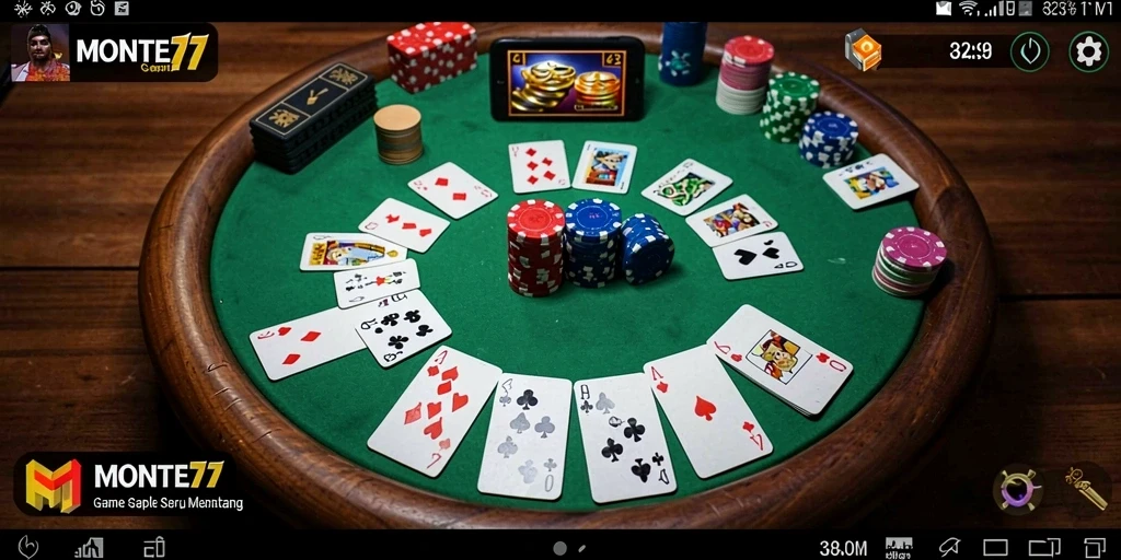 Screenshot gameplay seru dari MONTE77 yang menampilkan aksi Gaple.
