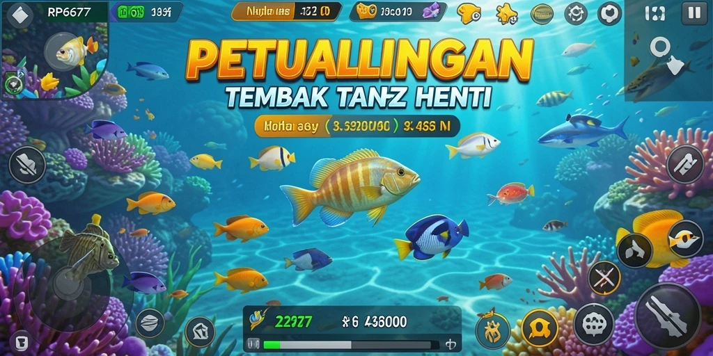 Tampilan seru gameplay Tembak Ikan di RP6677.